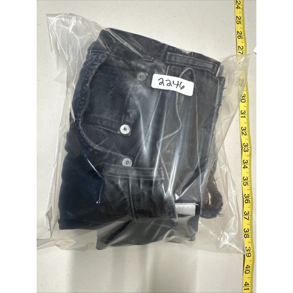 Agolde Jeans Women Size 27 Lana Cropped In Rhyme Black Denim Button Fly Distress - Picture 16 of 16